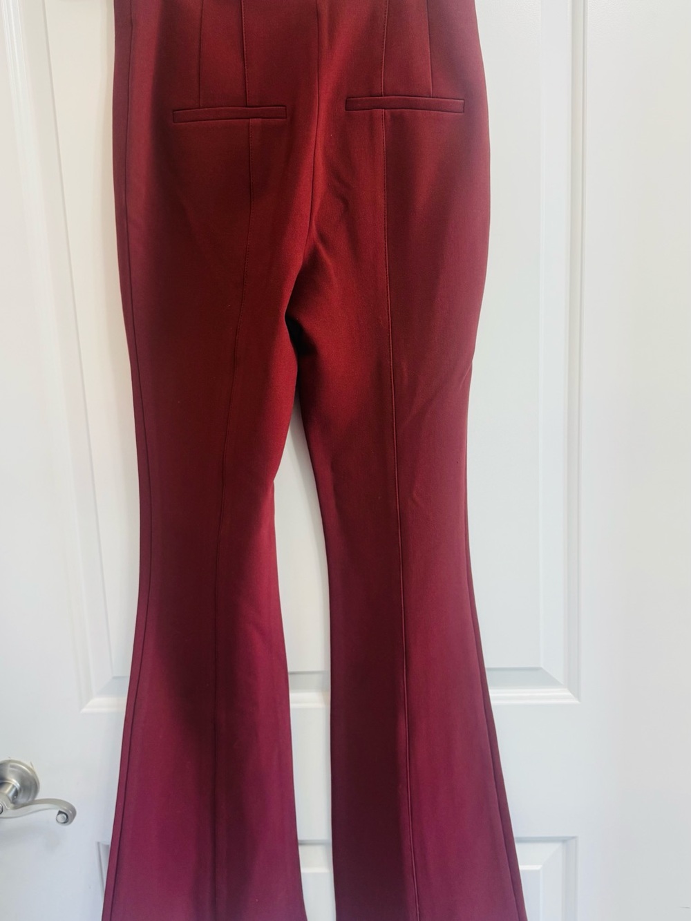 Veronica Beard Azariah Stretch-Crepe Flared Pants Burnt Sienna Rust Brown 4 - Picture 8 of 8